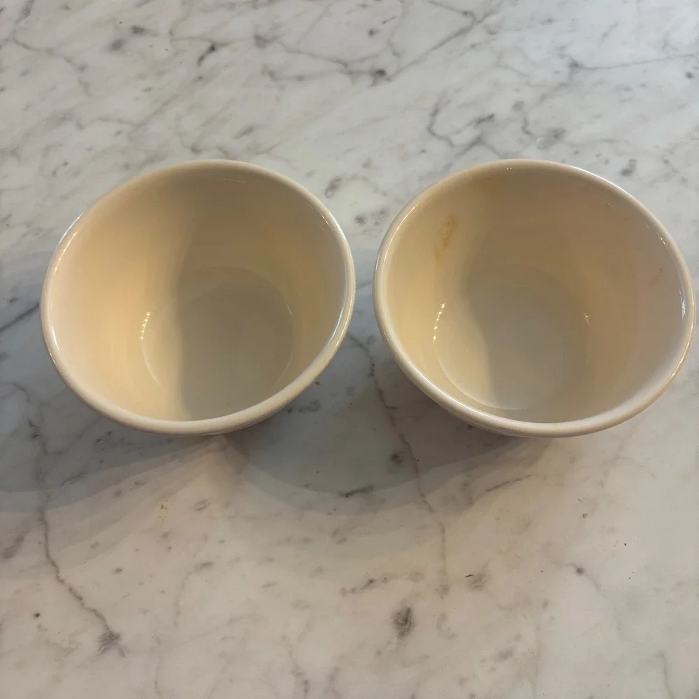 Corelle Vitrelle Small Deep Bowls Cream White Set of 2 Made in USA Glass